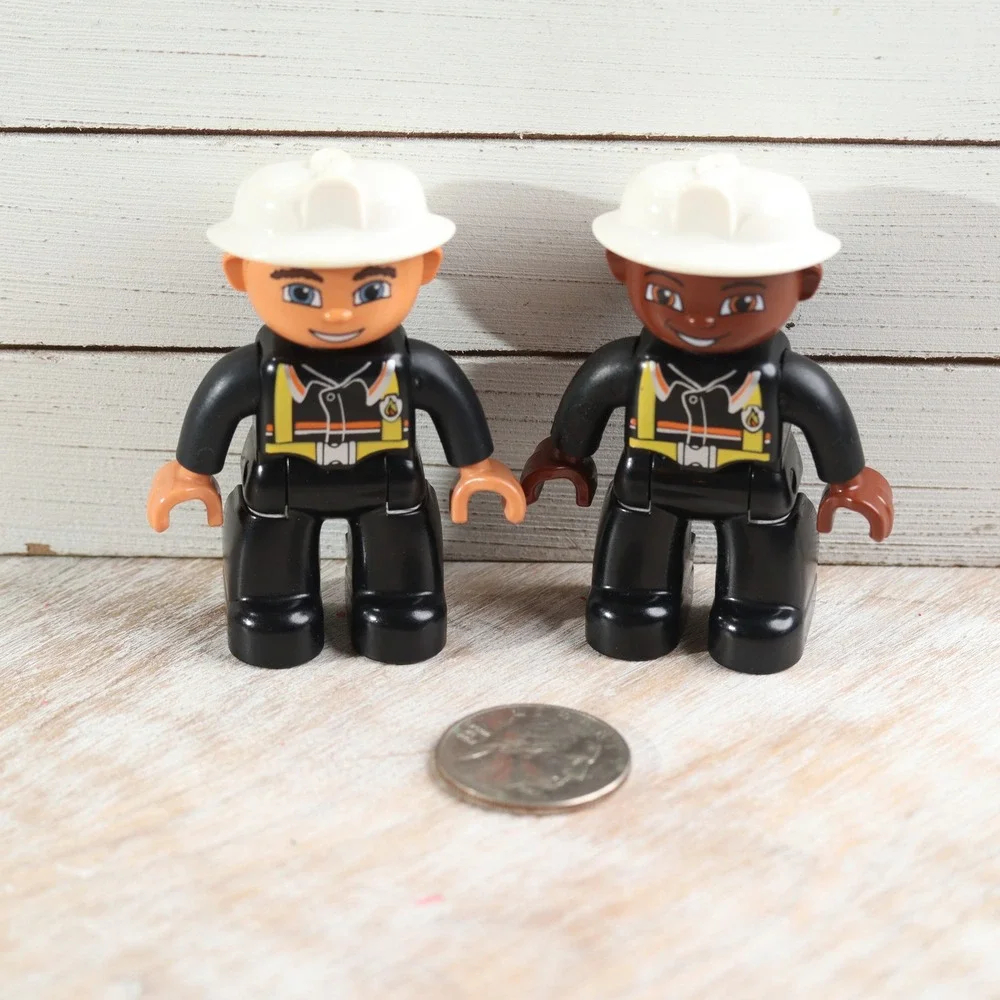 LEGO Duplo Firefighter Figures Lot of 2 Black Uniform First Responder